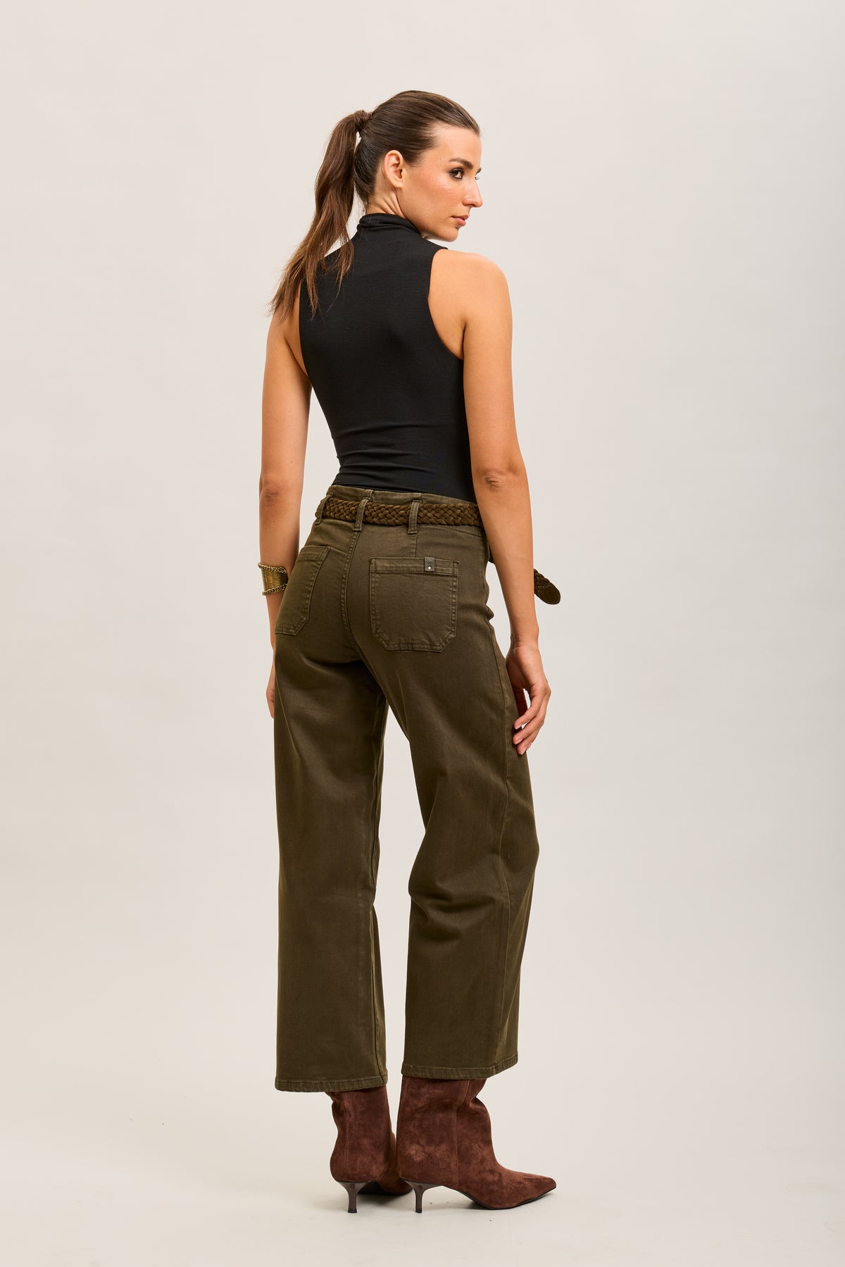 Toxik3 straight cropped denim stretch jean pants with belt