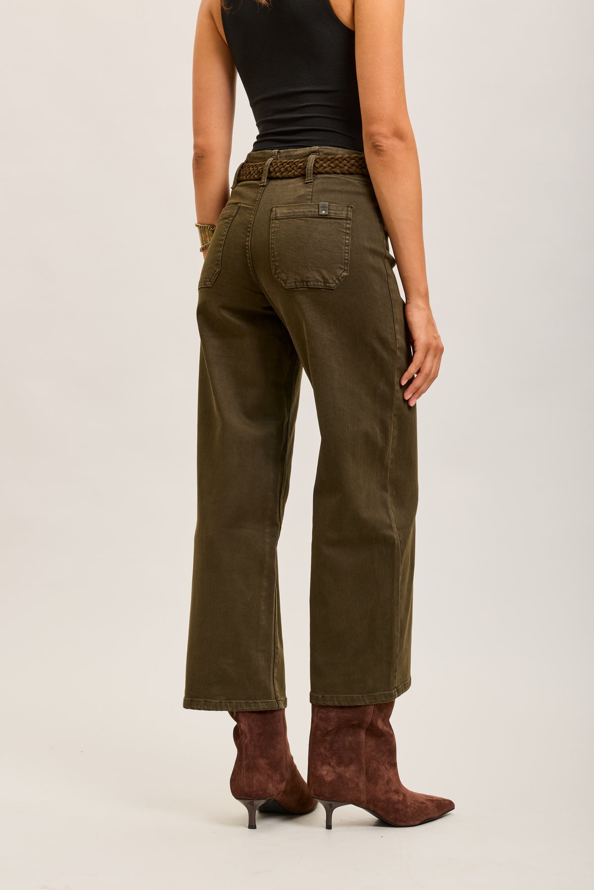 Toxik3 straight cropped denim stretch jean pants with belt