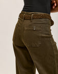 Toxik3 straight cropped denim stretch jean pants with belt