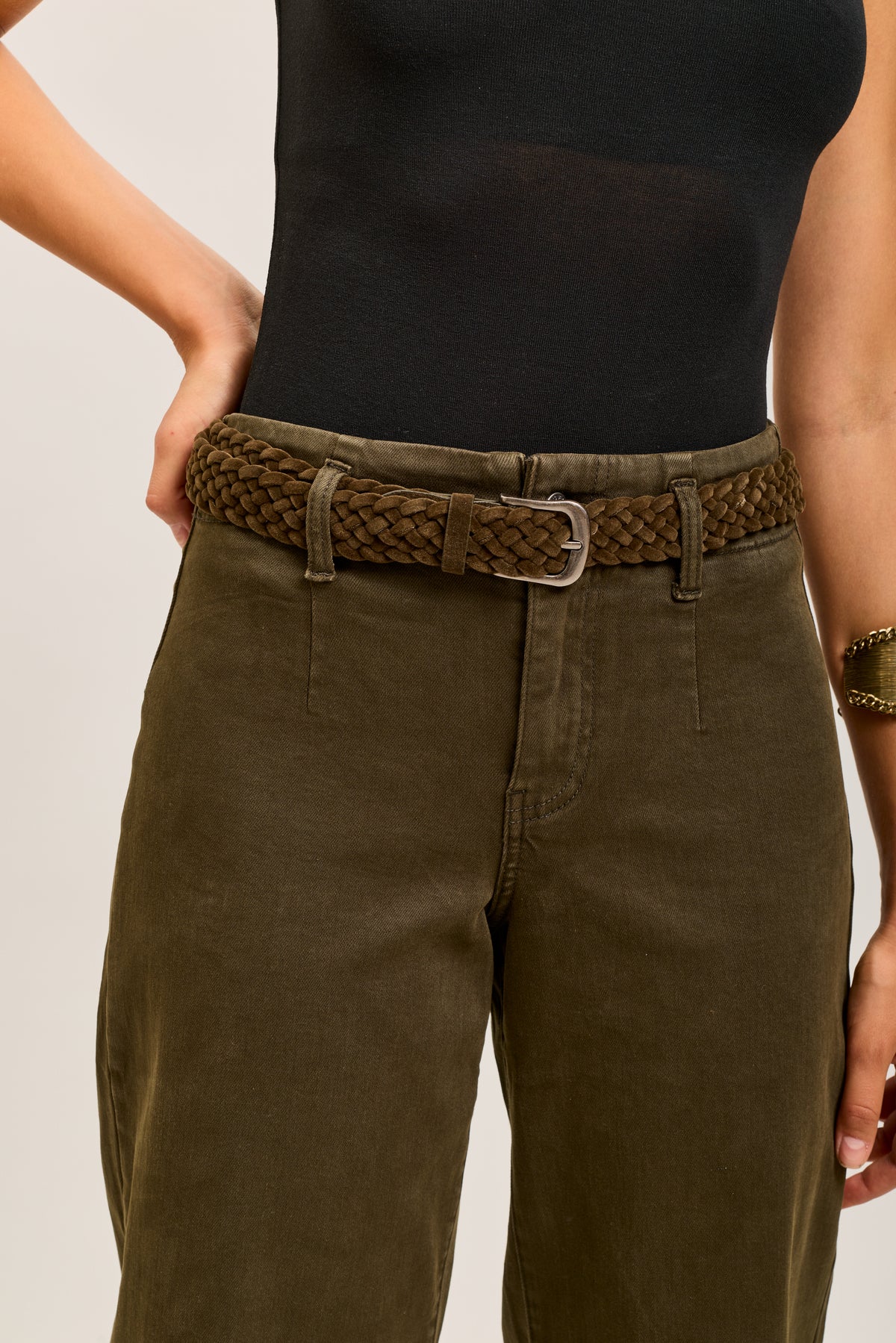 Toxik3 straight cropped denim stretch jean pants with belt