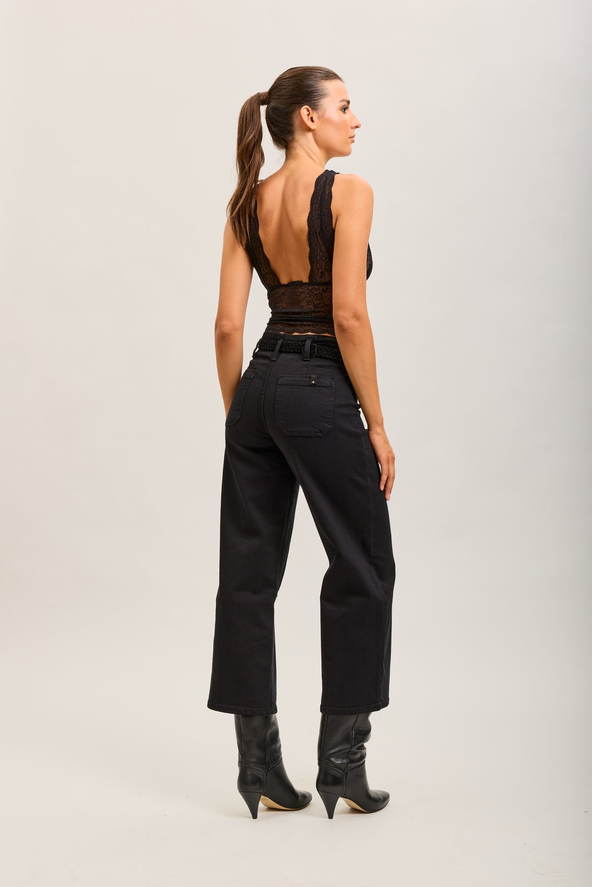 Toxik3 straight cropped denim stretch jean pants with belt