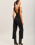 Toxik3 straight cropped denim stretch jean pants with belt