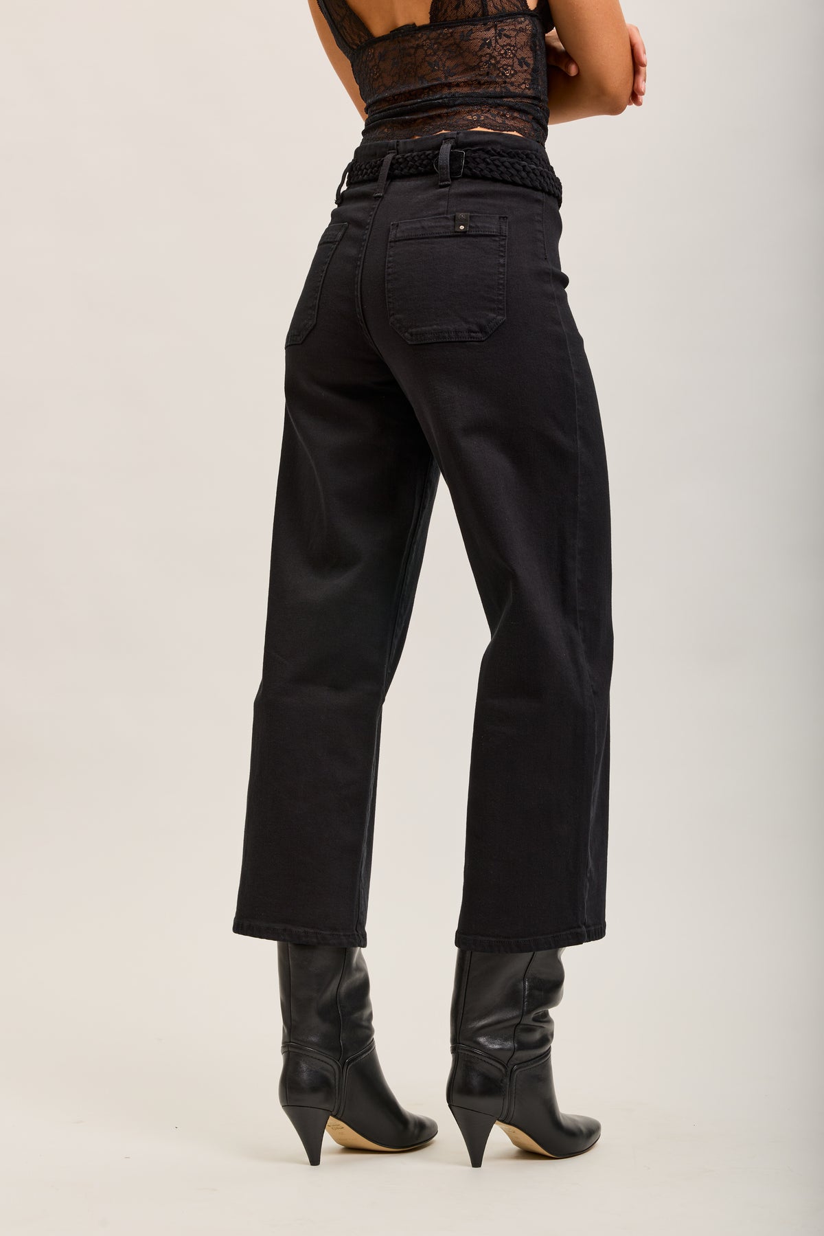 Toxik3 straight cropped denim stretch jean pants with belt