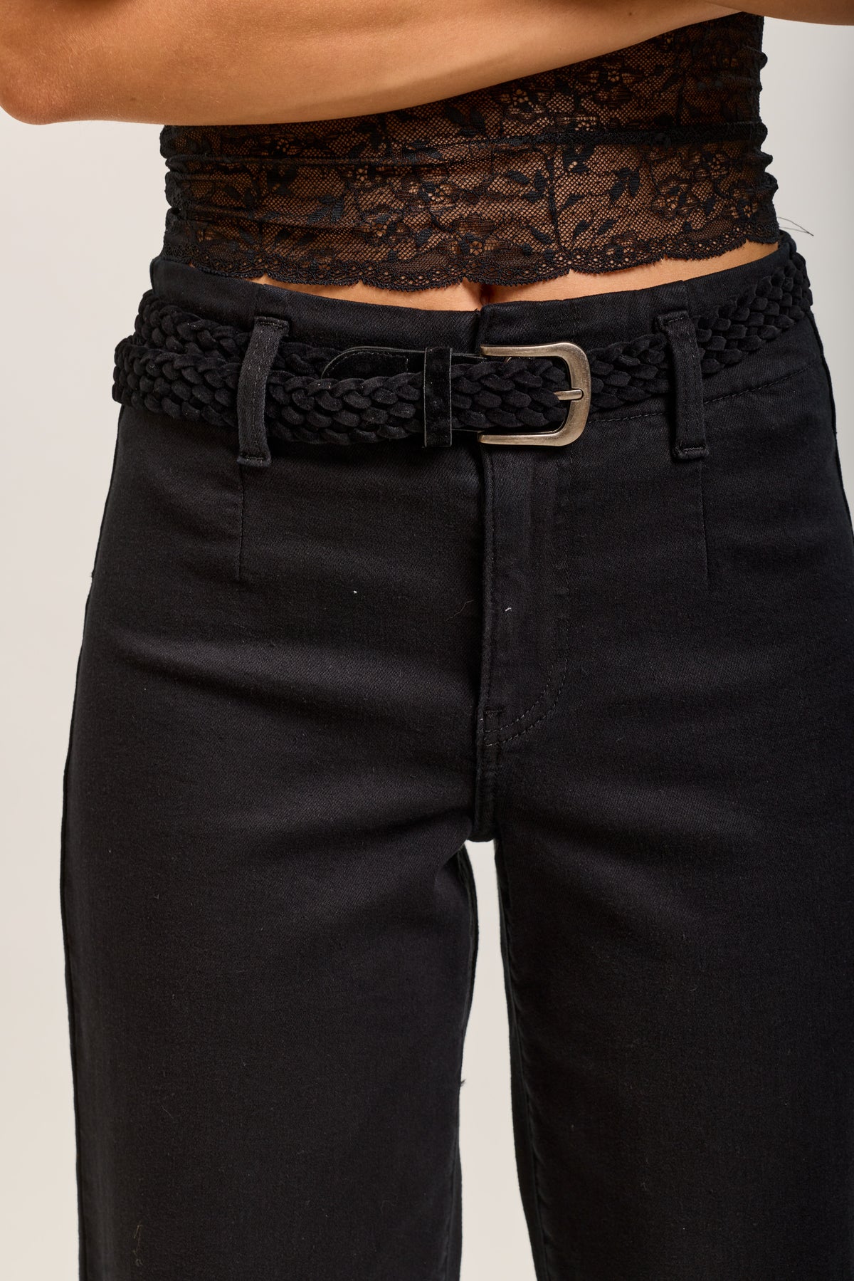 Toxik3 straight cropped denim stretch jean pants with belt