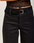 Toxik3 straight cropped denim stretch jean pants with belt