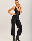 Toxik3 straight cropped denim stretch jean pants with belt