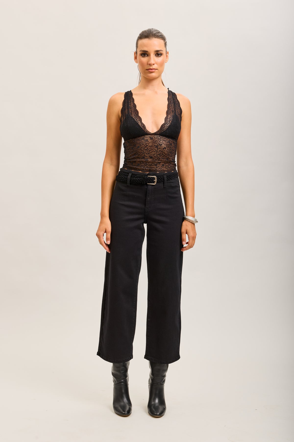 Toxik3 straight cropped denim stretch jean pants with belt