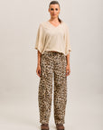 Toxik3 pantalones vaqueros globo de denim elástico con estampado de leopardo