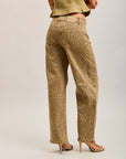 Toxik3 pantalones vaqueros globo de denim elástico con estampado de leopardo
