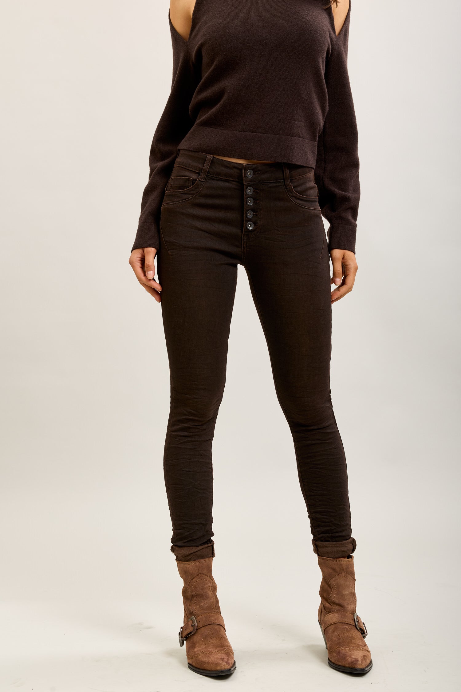 Toxik3 super stretch creased slim jeans with cuffed buttons - essential collection