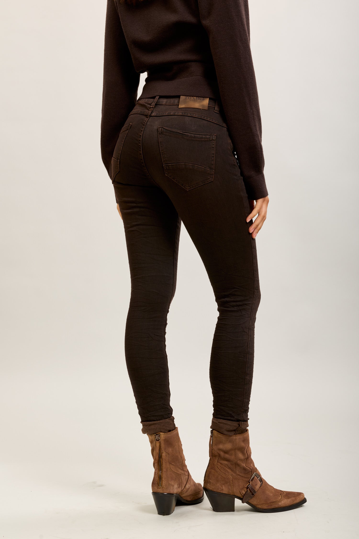 Toxik3 super stretch creased slim jeans with cuffed buttons - essential collection