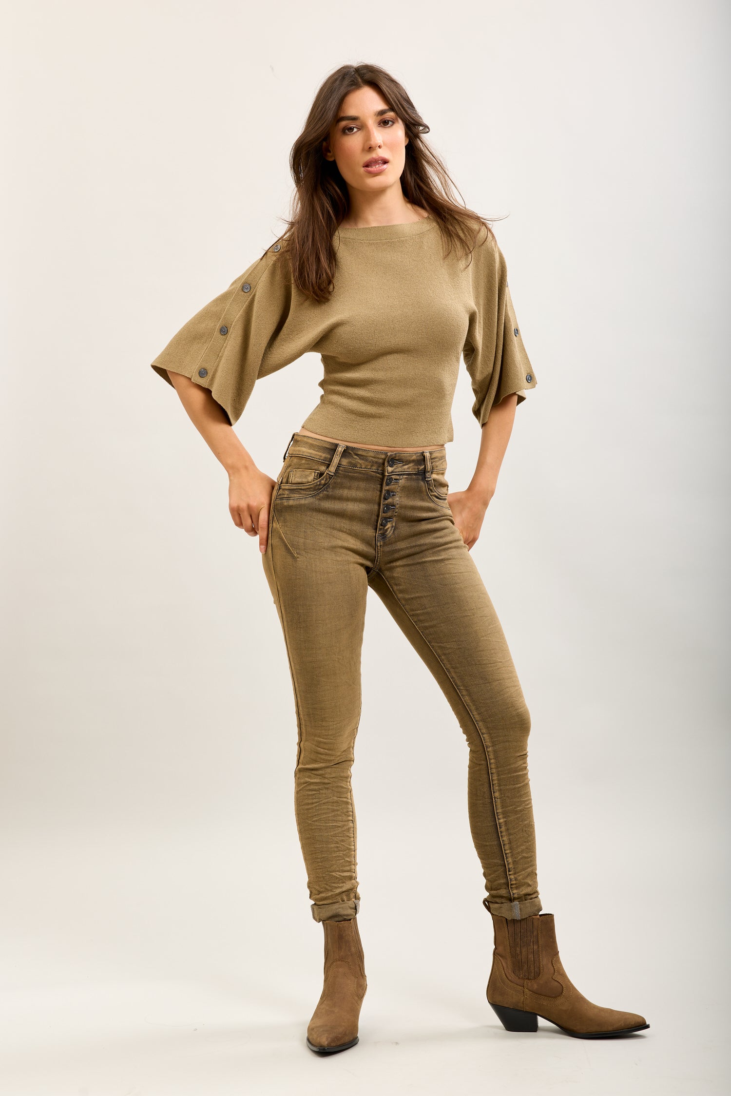 Toxik3 super stretch creased slim jeans with cuffed buttons - essential collection