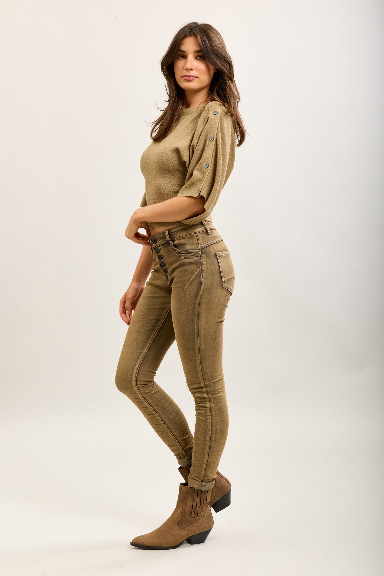 Toxik3 super stretch creased slim jeans with cuffed buttons - essential collection