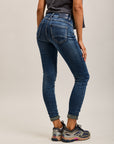 Toxik3 super stretch wrinkled slim denim jean pants with cuffed buttons