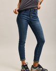 Toxik3 super stretch wrinkled slim denim jean pants with cuffed buttons