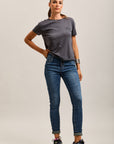 Toxik3 super stretch wrinkled slim denim jean pants with cuffed buttons