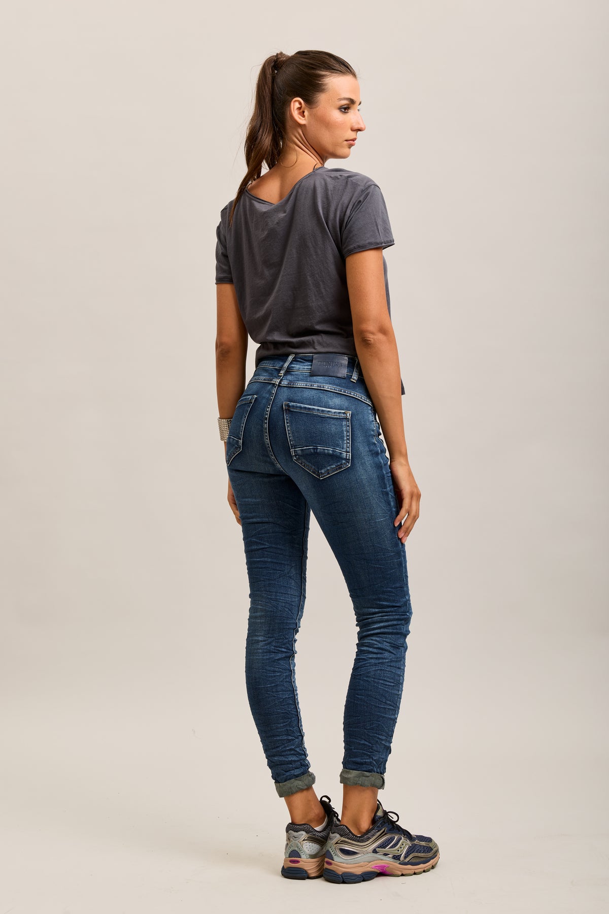 Toxik3 super stretch wrinkled slim denim jean pants with cuffed buttons