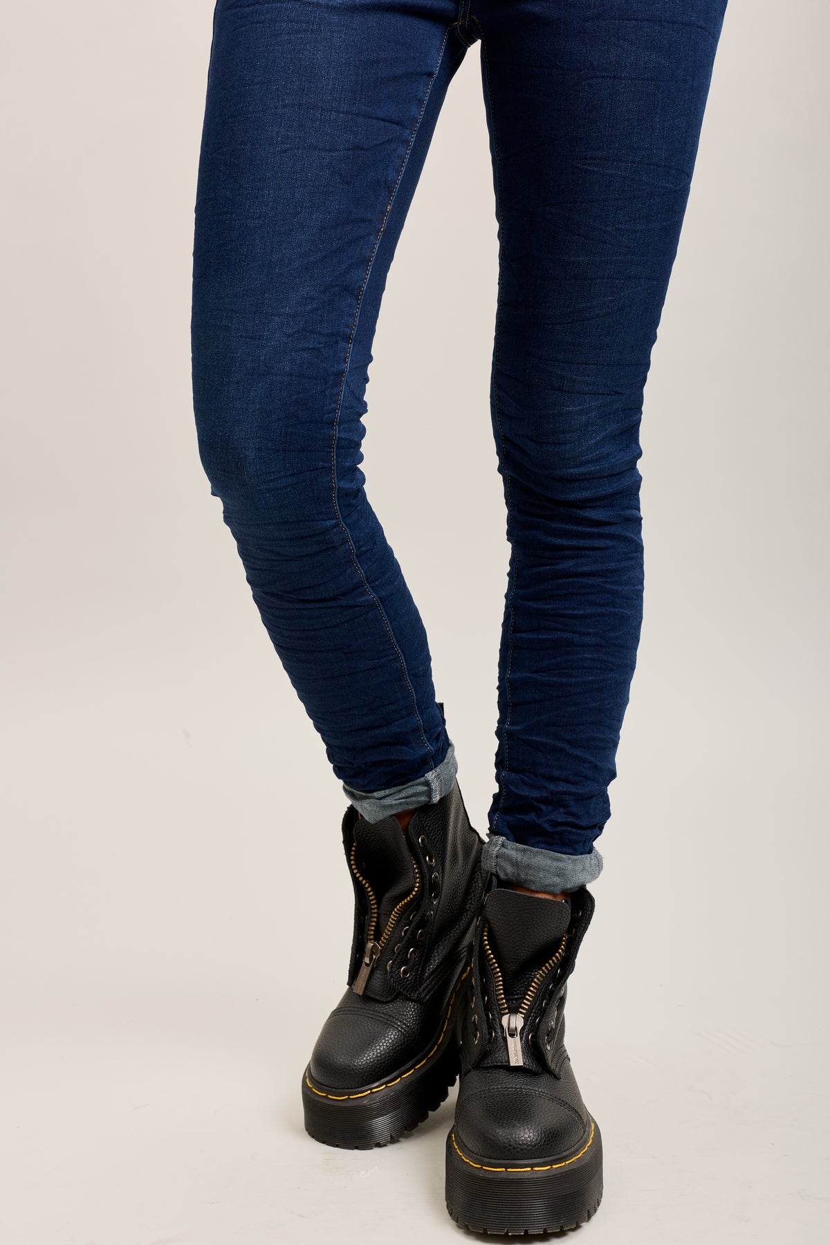 Toxik3 super stretch wrinkled slim denim jean pants with cuffed buttons