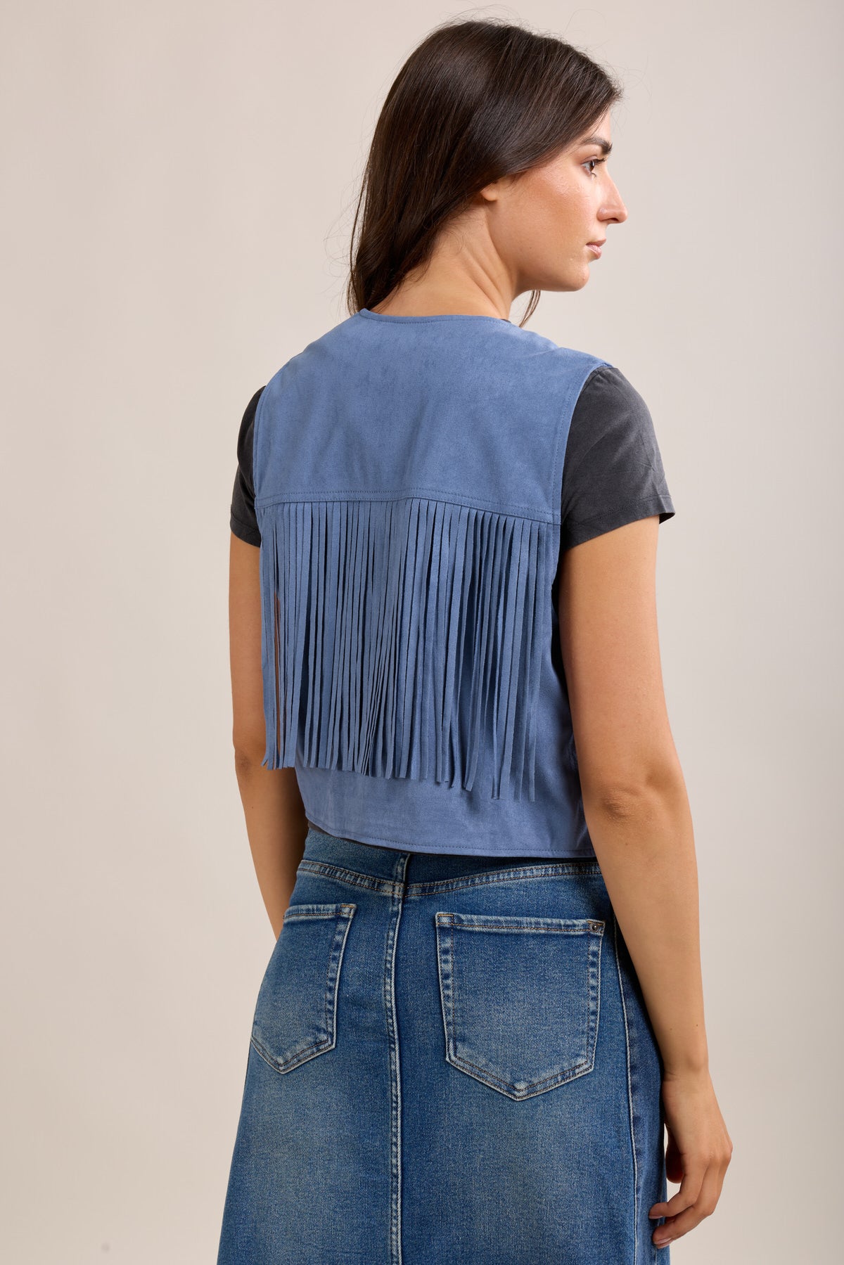 Toxik3 gilet suédine à frange sans manche