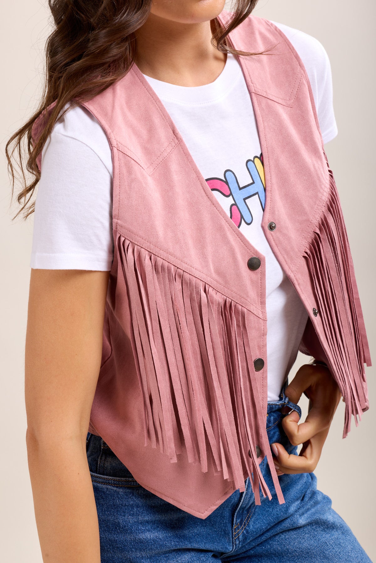 Toxik3 gilet suédine à frange sans manche