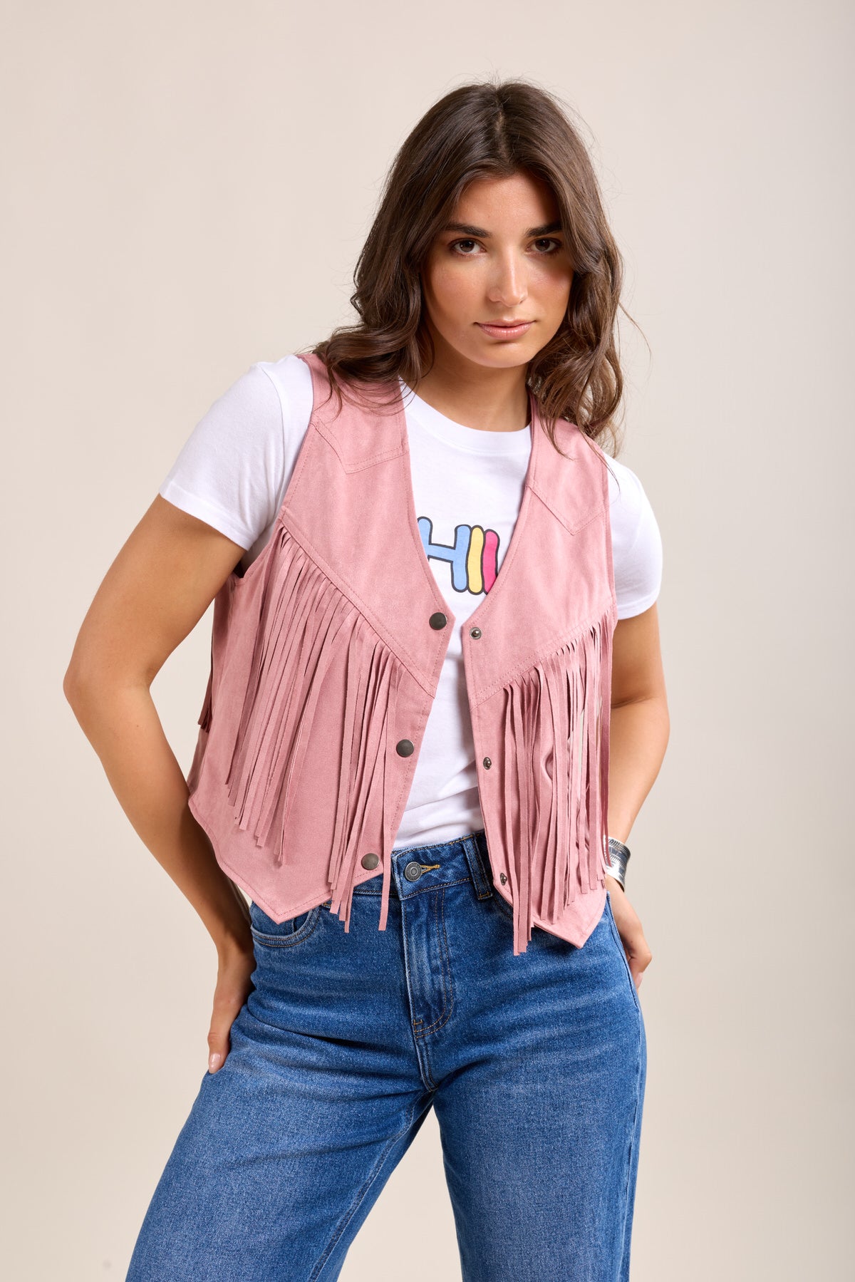 Toxik3 gilet suédine à frange sans manche