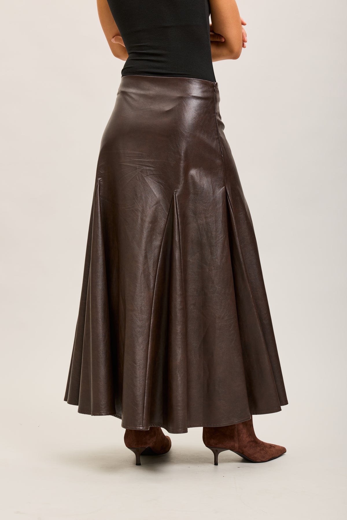 Toxik3 long faux leather pencil skirt