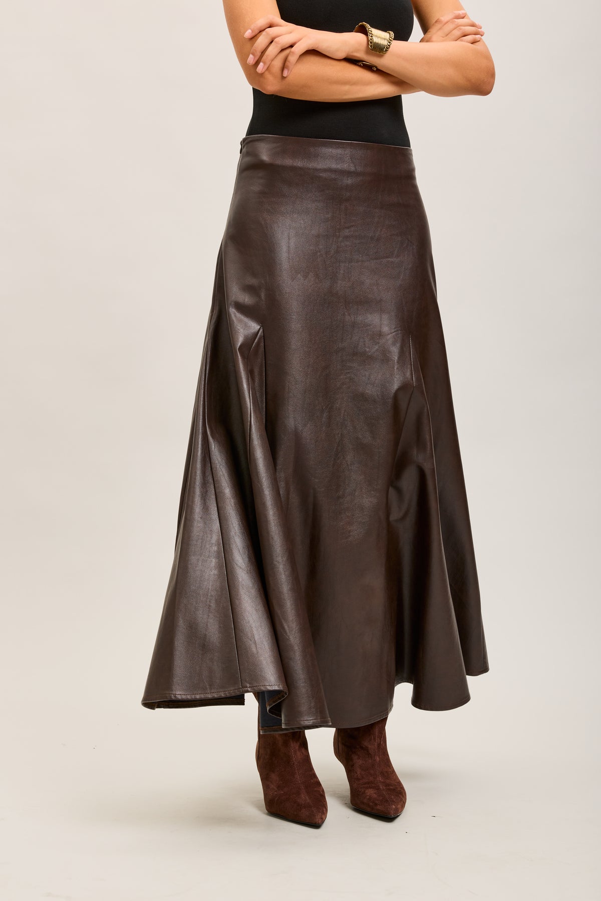 Toxik3 long faux leather pencil skirt
