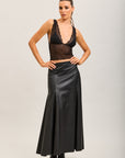 Toxik3 long faux leather pencil skirt