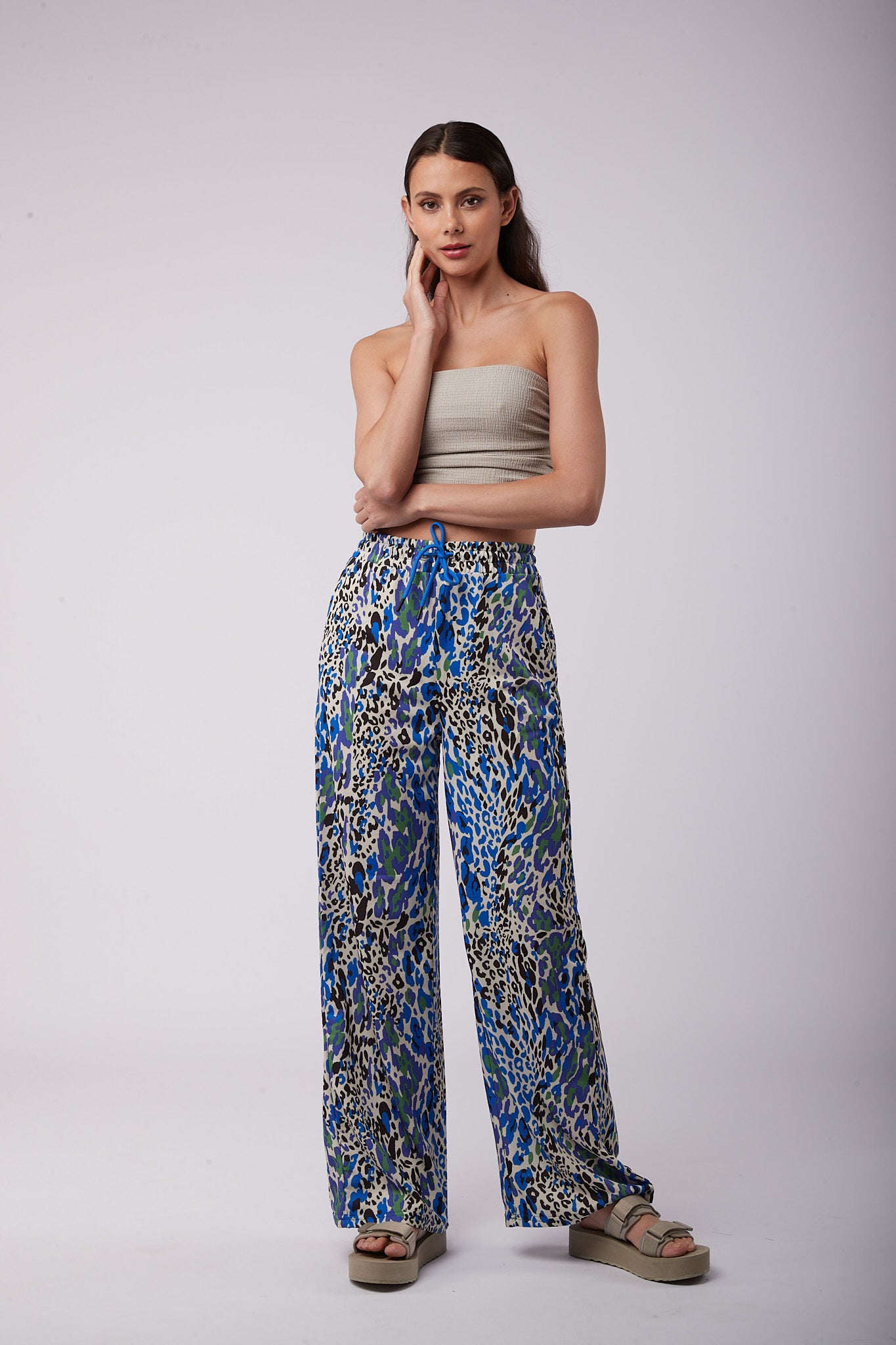 Toxik3 pantalon wide Lyocell imprimé noeud