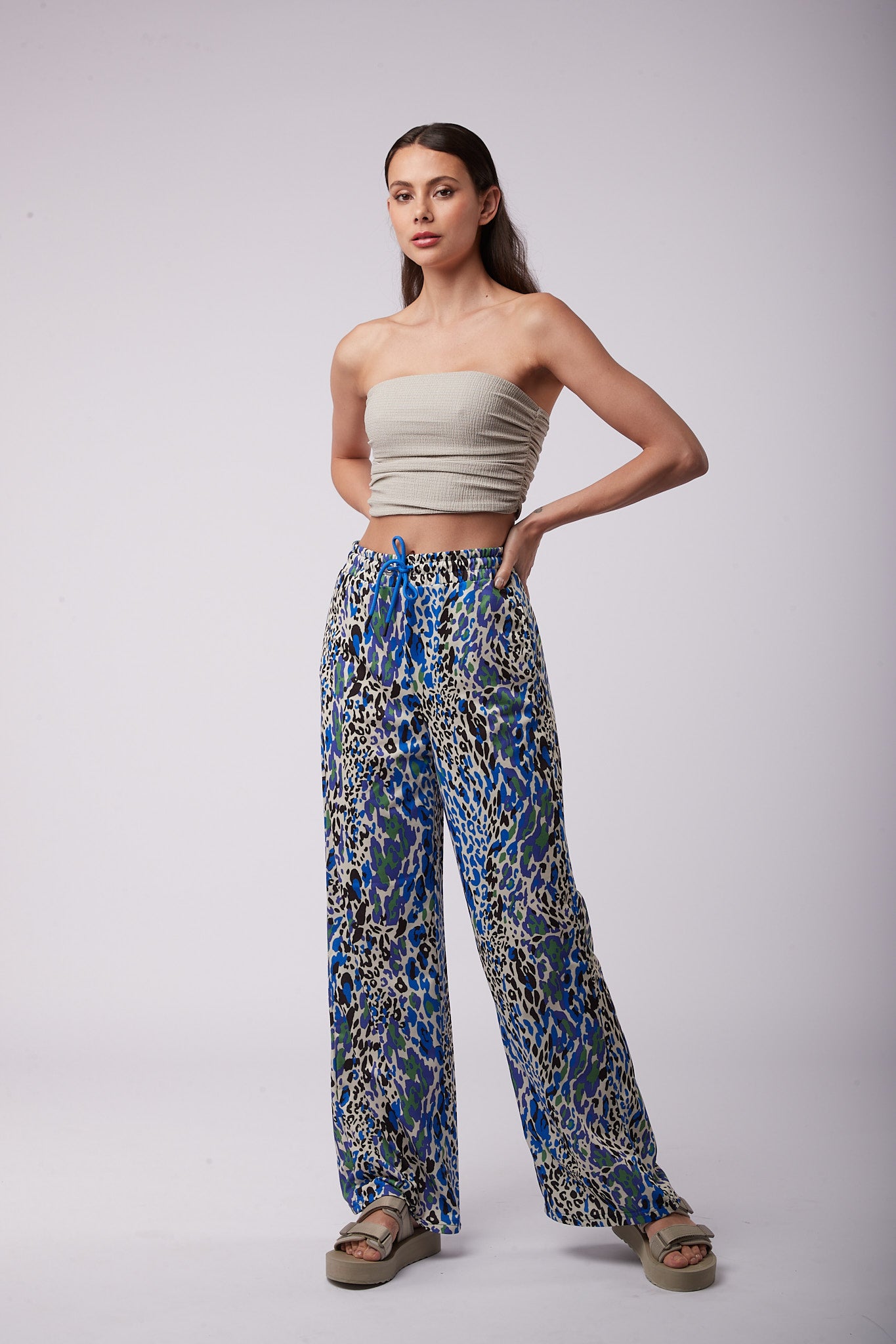 Toxik3 pantalon wide Lyocell imprimé noeud