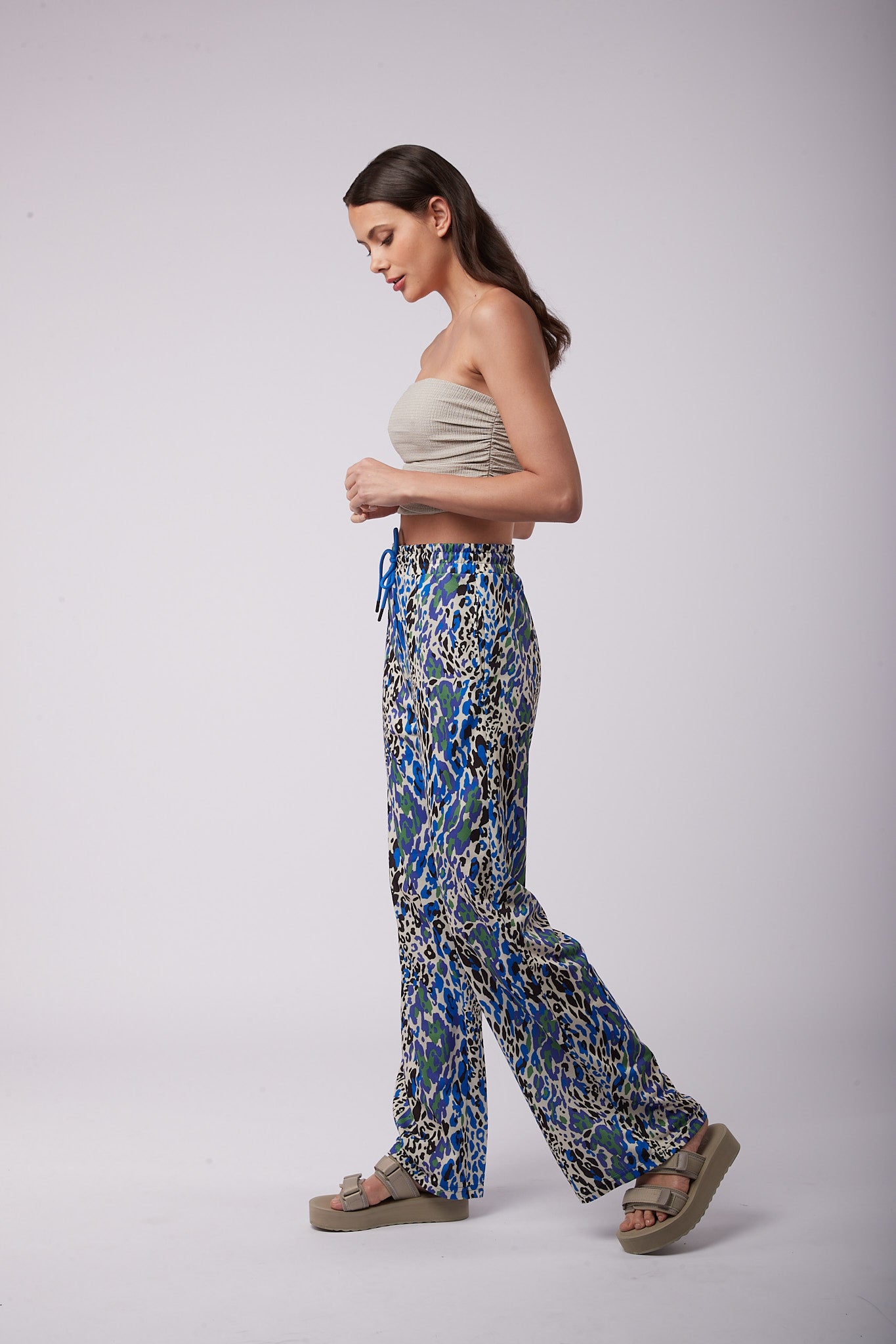 Toxik3 pantalon wide Lyocell imprimé noeud