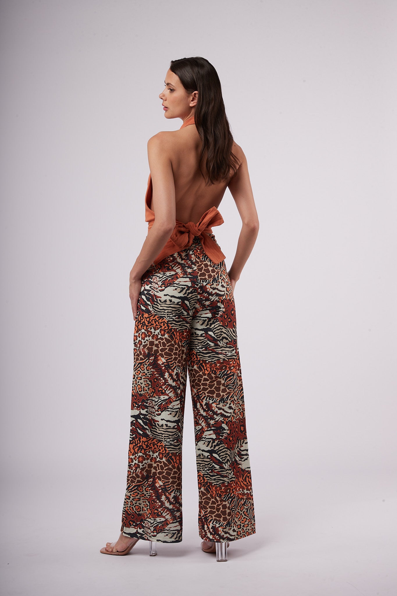 Toxik3 pantalon wide Lyocell imprimé noeud