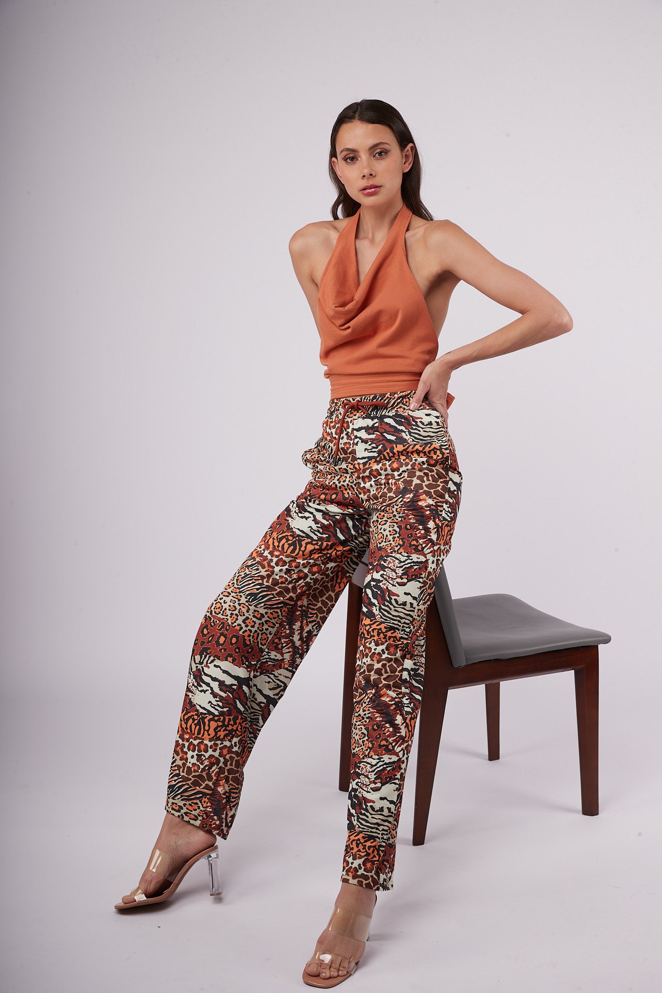 Toxik3 pantalon wide Lyocell imprimé noeud