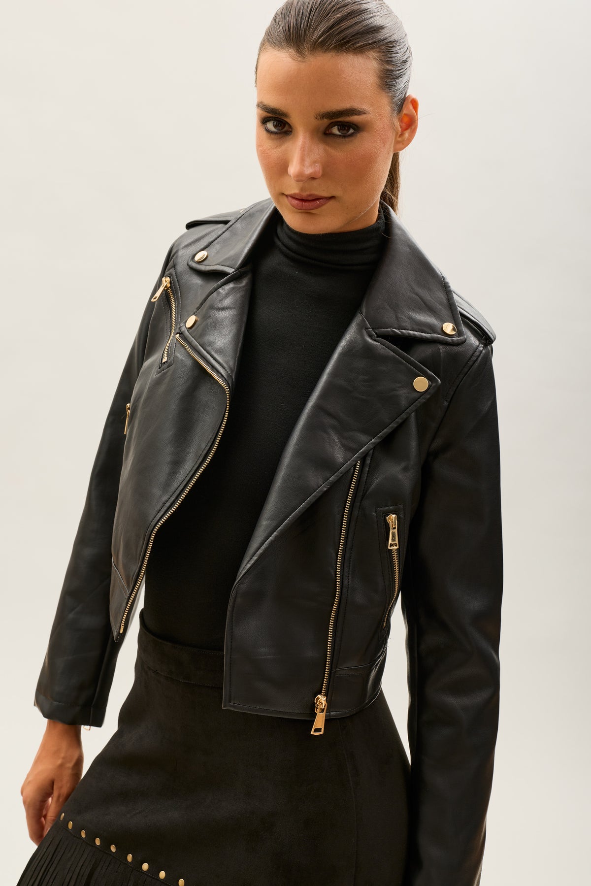 Toxik3 faux crop biker jacket