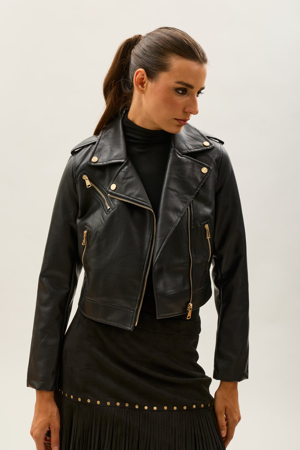 Toxik3 faux crop biker jacket