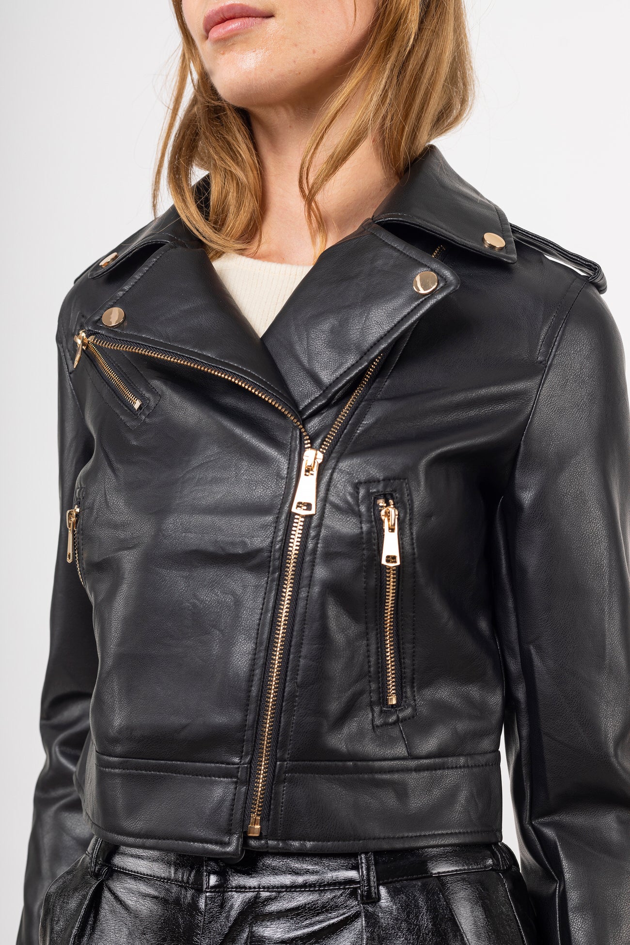 Veste biker crop simili - Bady