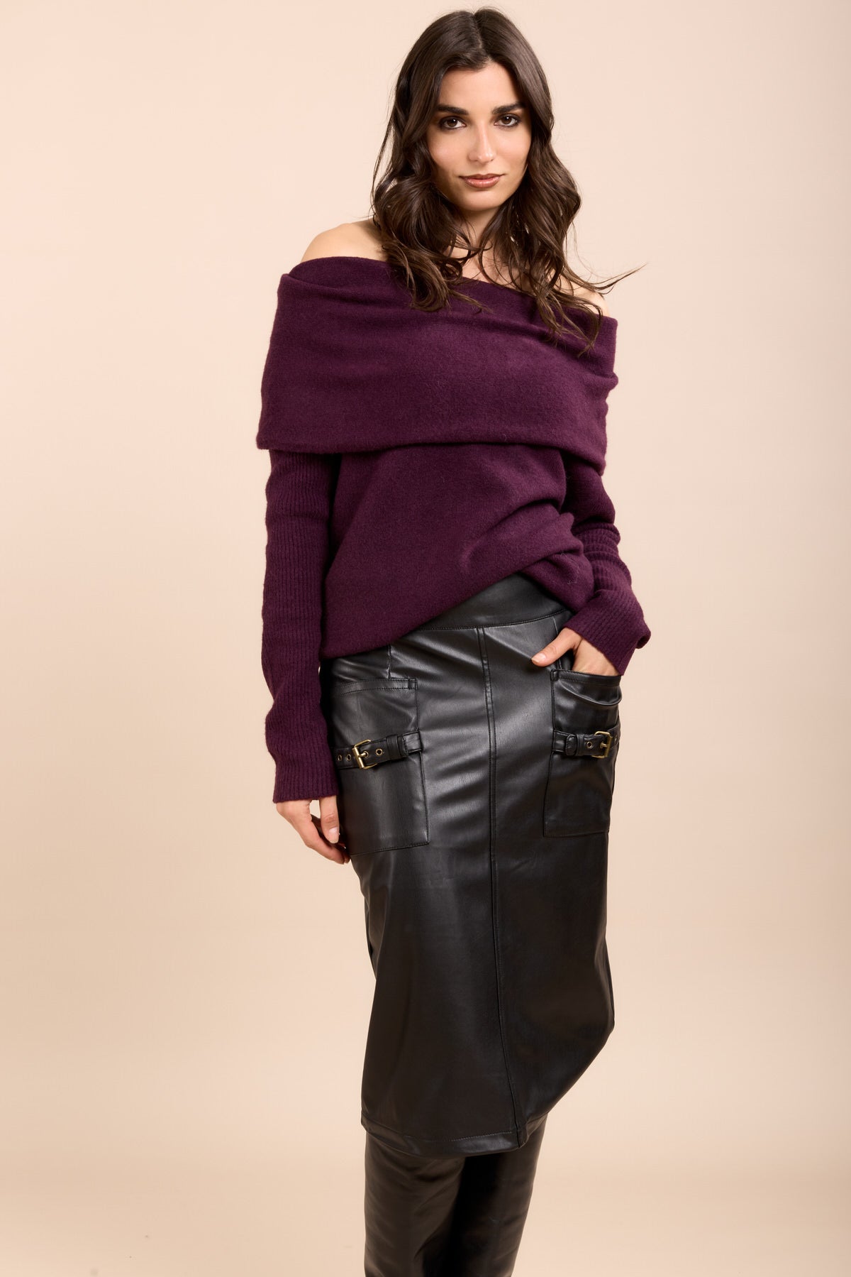 Toxik3 falda falda bolsillos de cuero en barbaco