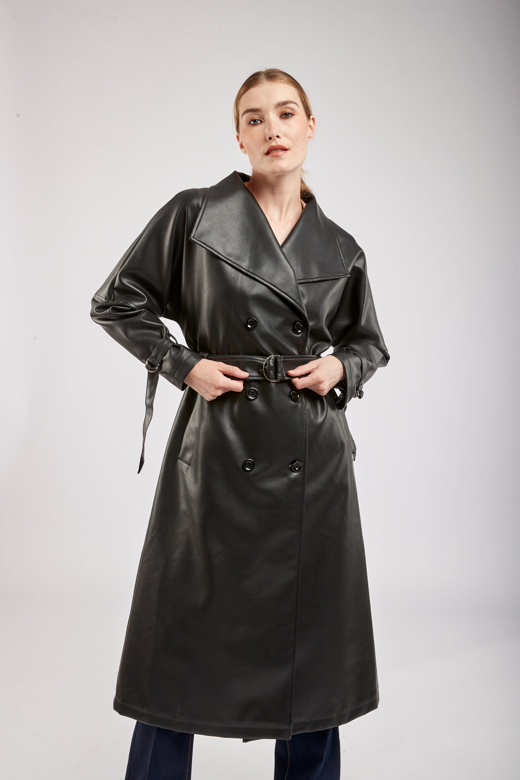 Long imitation trench leather - mystical