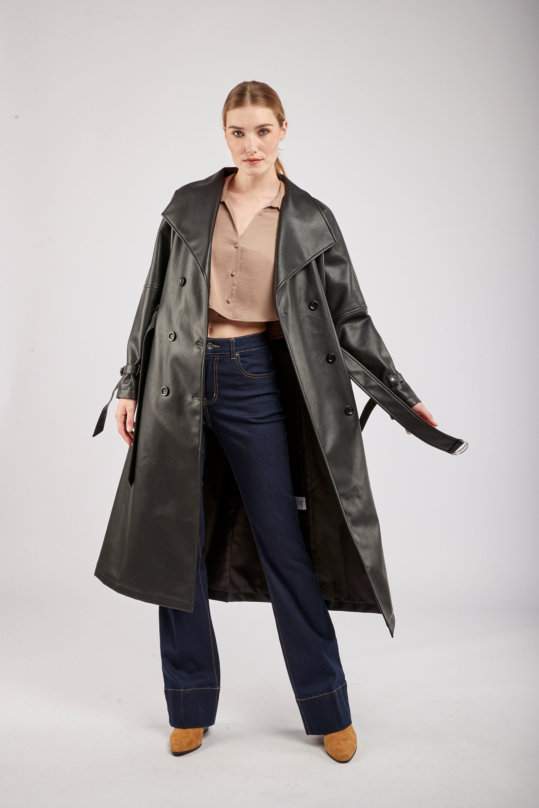Long imitation trench leather - mystical