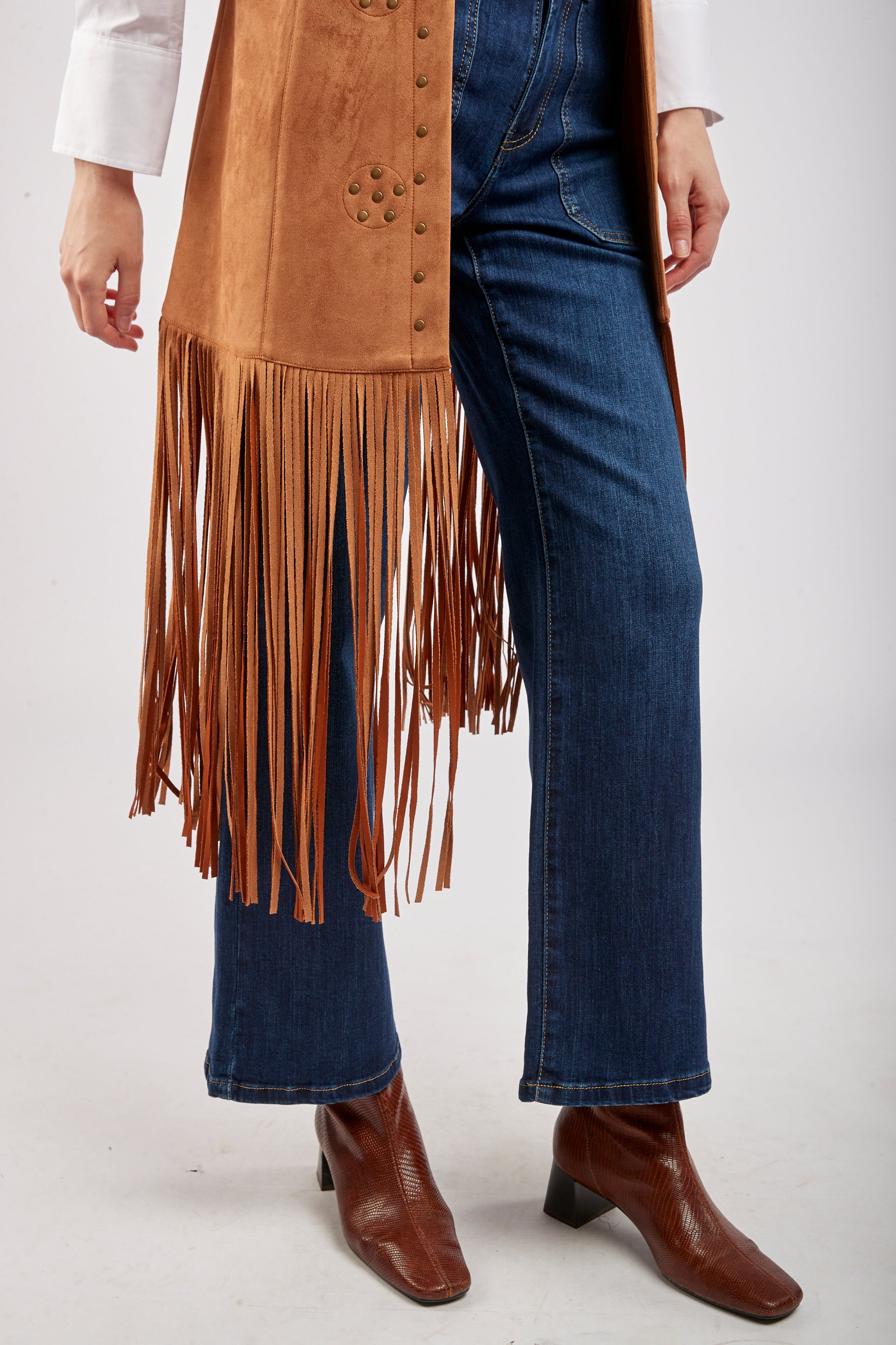 Long hippie vest open to fringe - soso