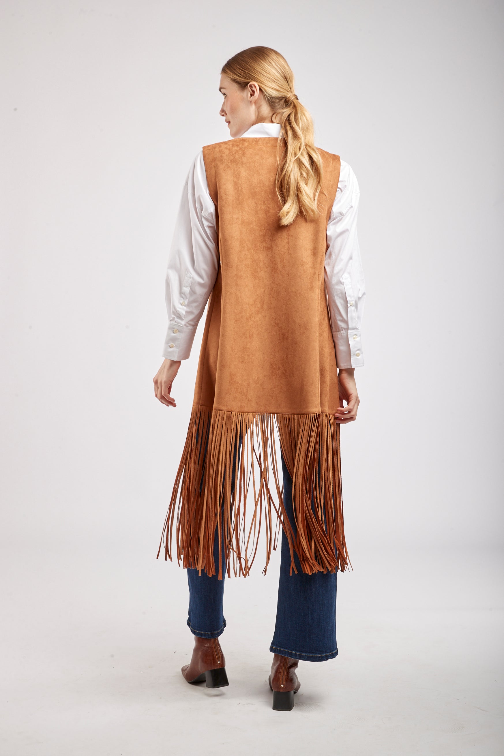 Long hippie vest open to fringe - soso