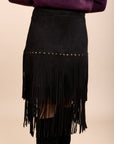 Jupe à frange suédine - Moka
