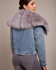 Toxik3 manteau denim col fourrure