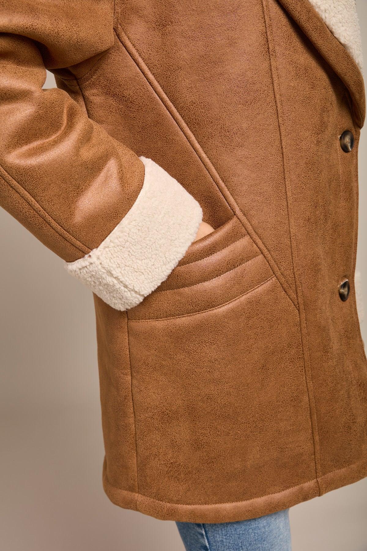 Manteau double face camel moutonné - Maud