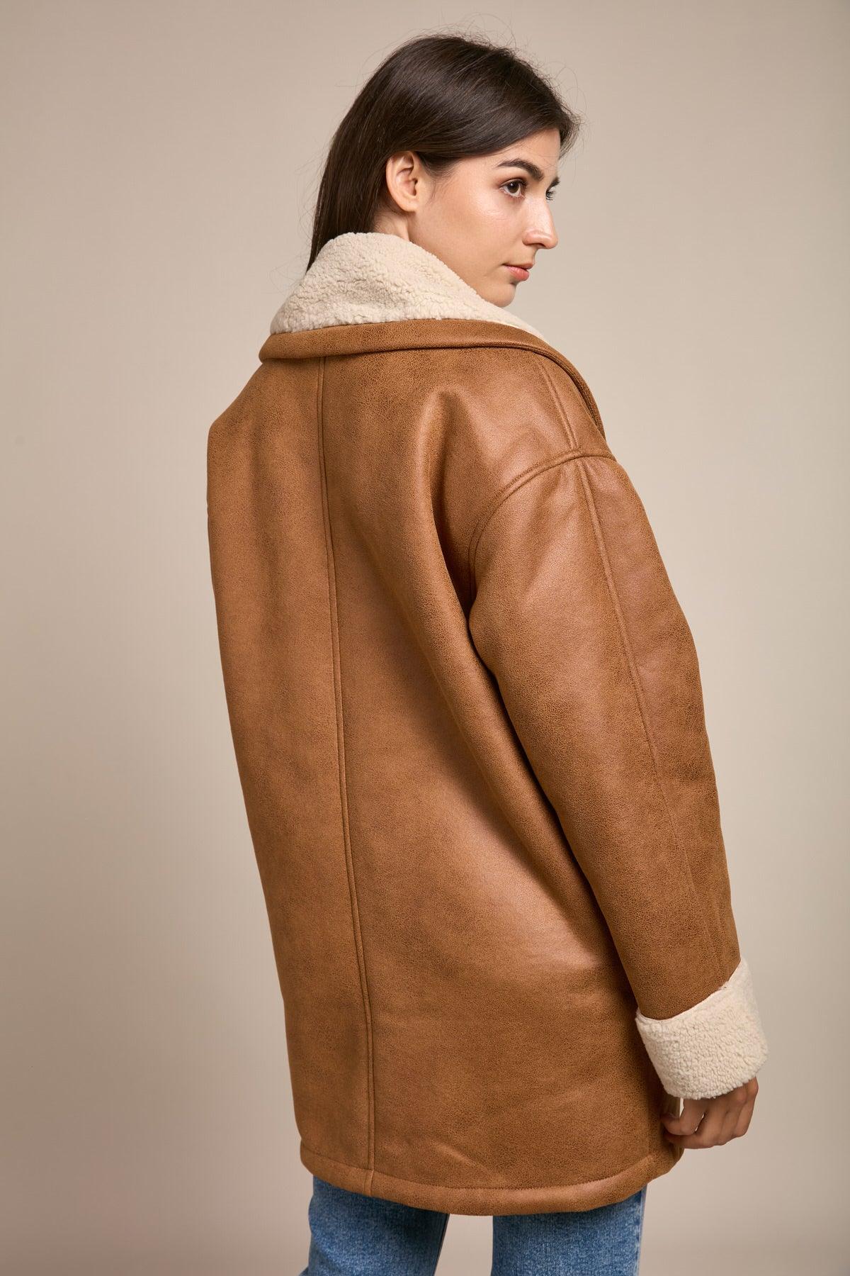 Manteau double face camel moutonné - Maud