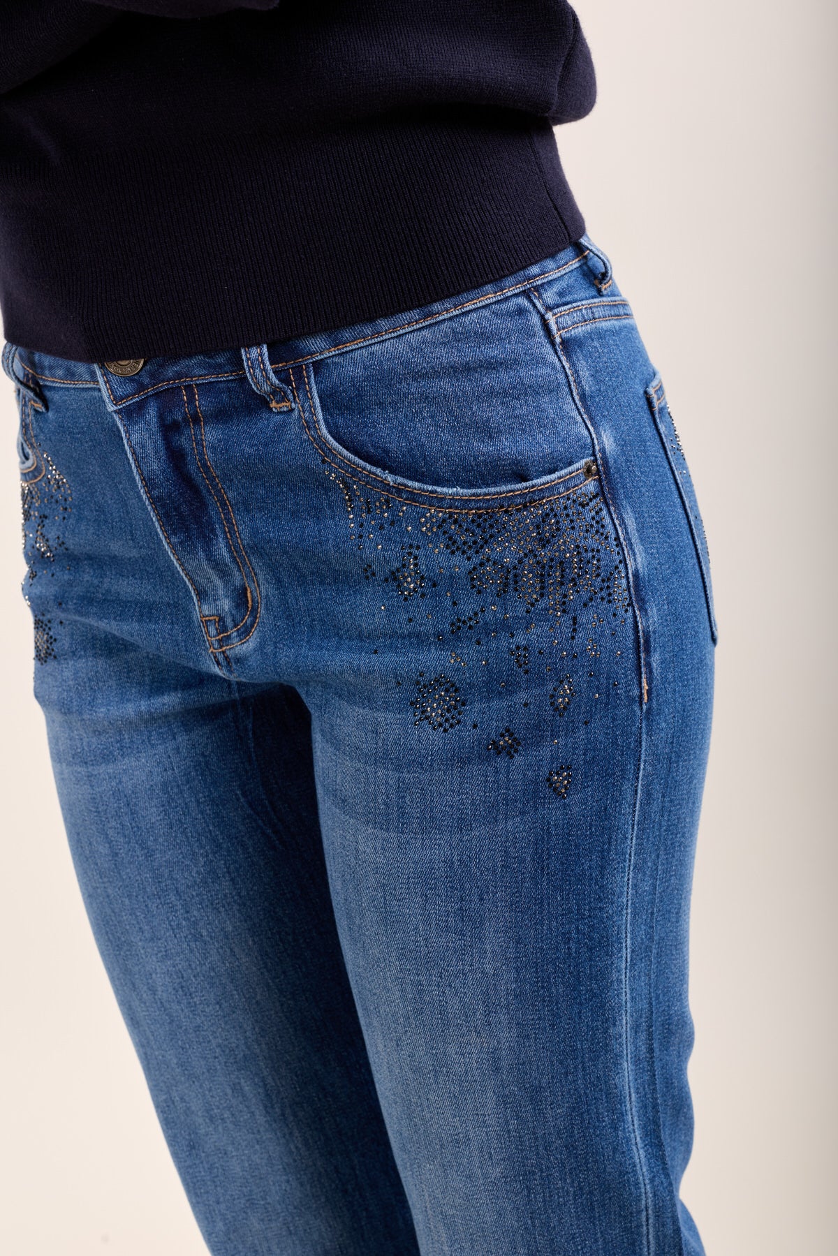 Toxik3 jean droit motif python strass