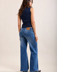 Toxik3 pantalon jean stretch wide leg coutures western