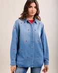 Toxik3 chemise en jean motifs brodés coeur
