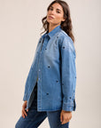 Toxik3 chemise en jean motifs brodés coeur