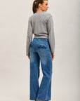 Toxik3 pantalon jean wide poches plaquées brodées